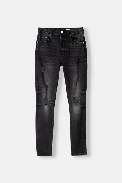 Siqilgan juda yupqa yopishgan jinsi shim - 3