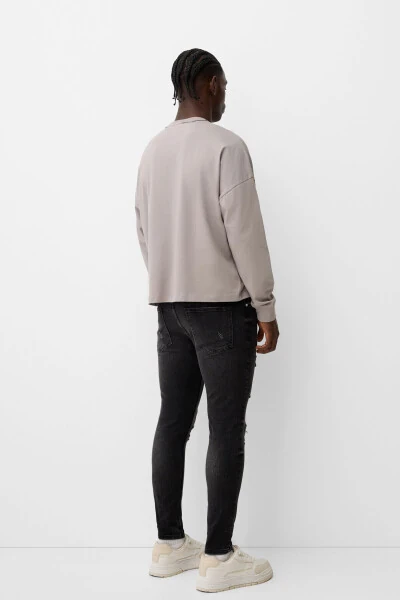 Siqilgan juda yupqa yopishgan jinsi shim - 4