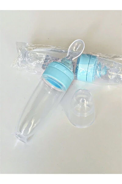 Сиқимли силиконли соплоли эмизикли шиша (90 мл)-кўк - 4