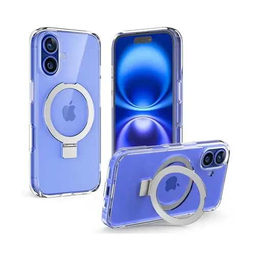 Upcommon Flex Stand Case, Built-in Magnetic Kickstand, MagSafe Compatible, Slim Protective Cover, Shockproof (iPhone 16) Clear 