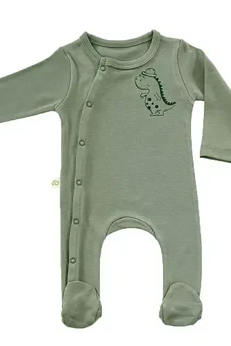 Cute Dino 3 Parça Yenidoğan Mini Hastane Çıkış Seti-Haki - TINYLAMB (1)