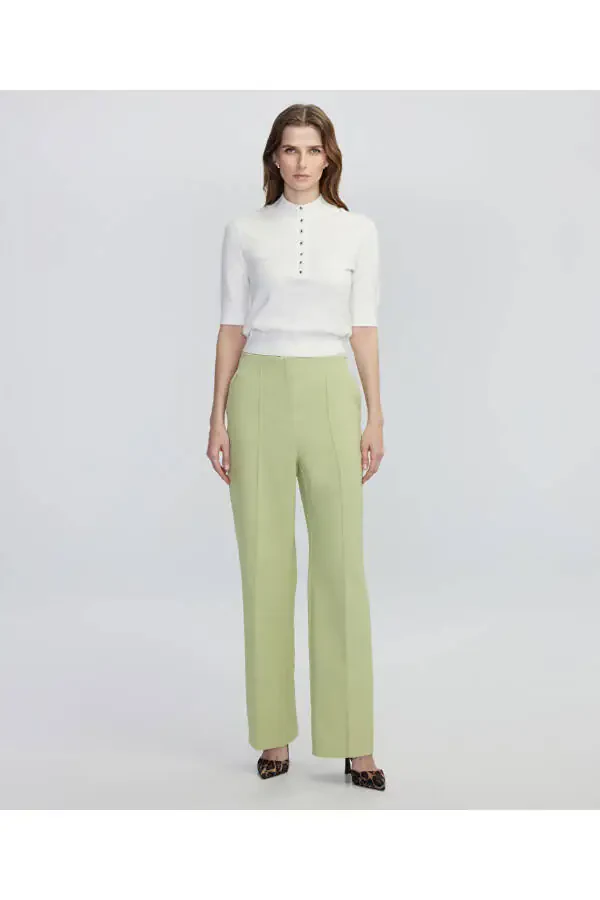 Широкие брюки-клеш с ребристой строчкой - 1