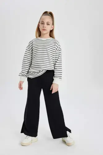 Широкие брюки с широкими рваными штанинами для девочек C0310a824sm - DEFACTO (1)