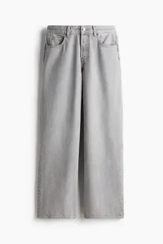 Широкие джинсы - светло-серый - 3