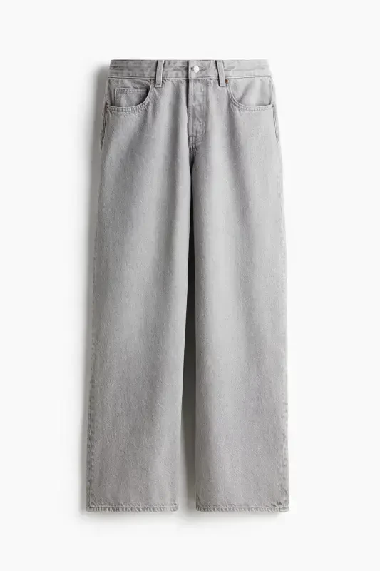 Широкие джинсы - светло-серый - 3