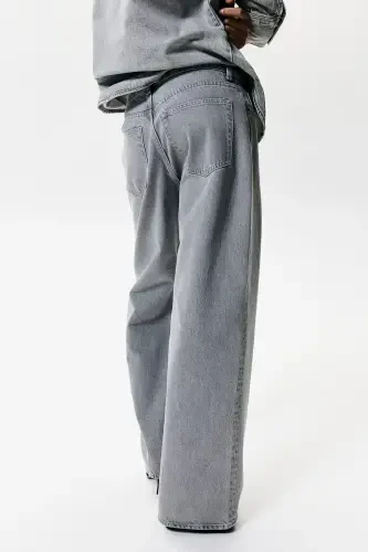 Широкие джинсы - светло-серый - 6