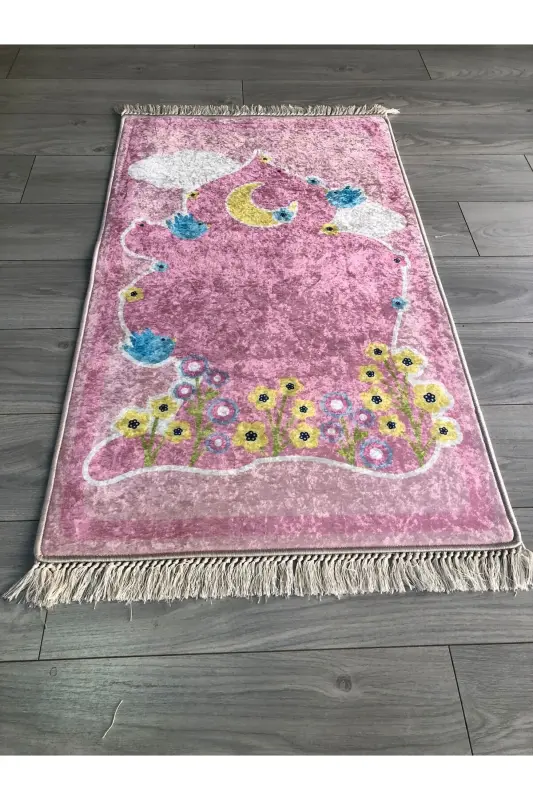Sirpanmaydigan taglik, mashinada yuviladigan, raqamli bosma joynamoz, 70x120 sm - pushti - 2