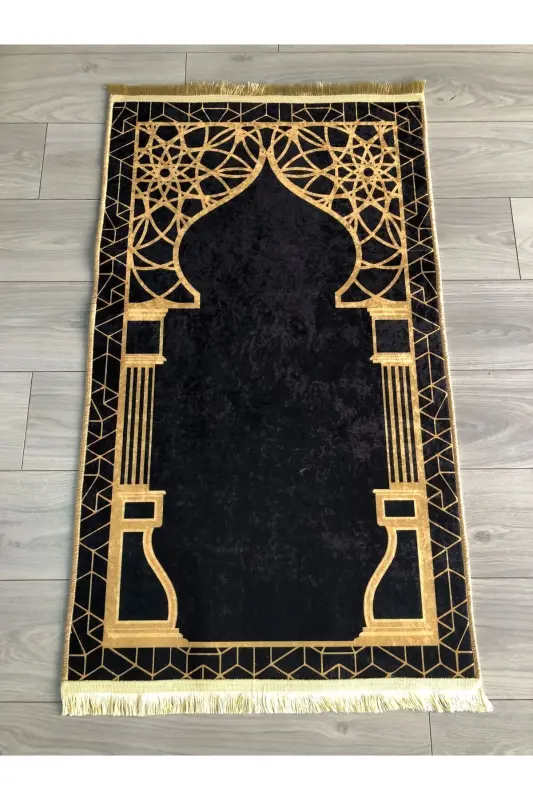 Sirpanmaydigan taglik, mashinada yuviladigan, raqamli bosma joynamoz, 70x120 sm - Qora Oltin - 1