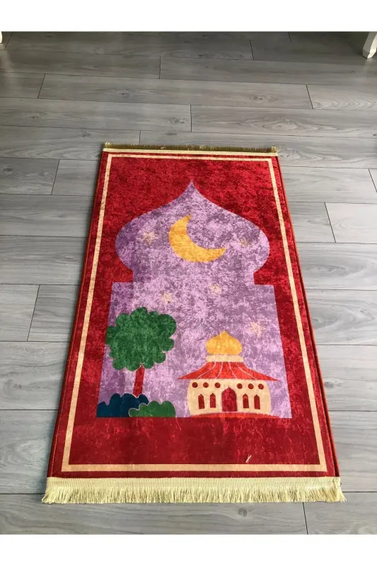 Sirpanmaydigan taglik, mashinada yuviladigan, raqamli bosma joynamoz, 70x120cm - Qizil - YTR HOME