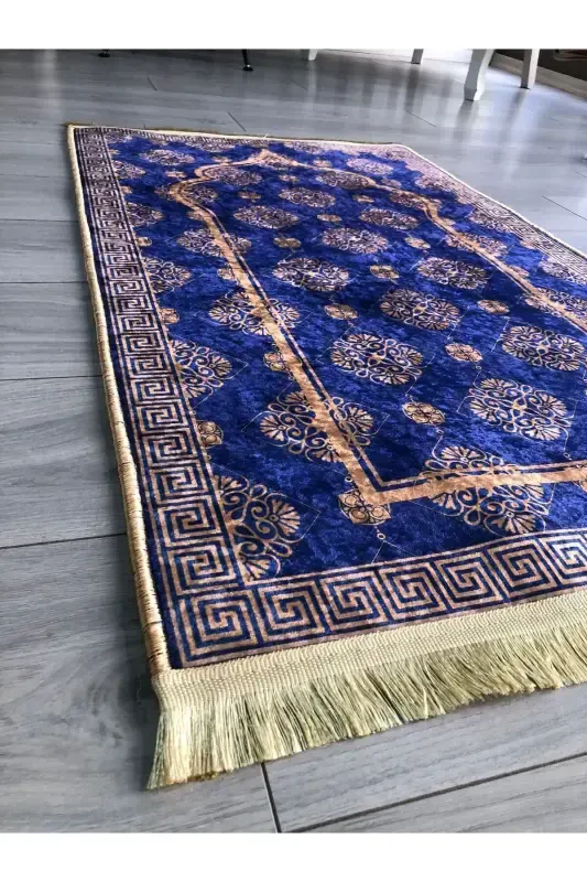 Sirpanmaydigan Taglik Mashinada Yuviladigan Raqamli Bosmali Joynamoz 70x120cm-To'q Ko'k - 3