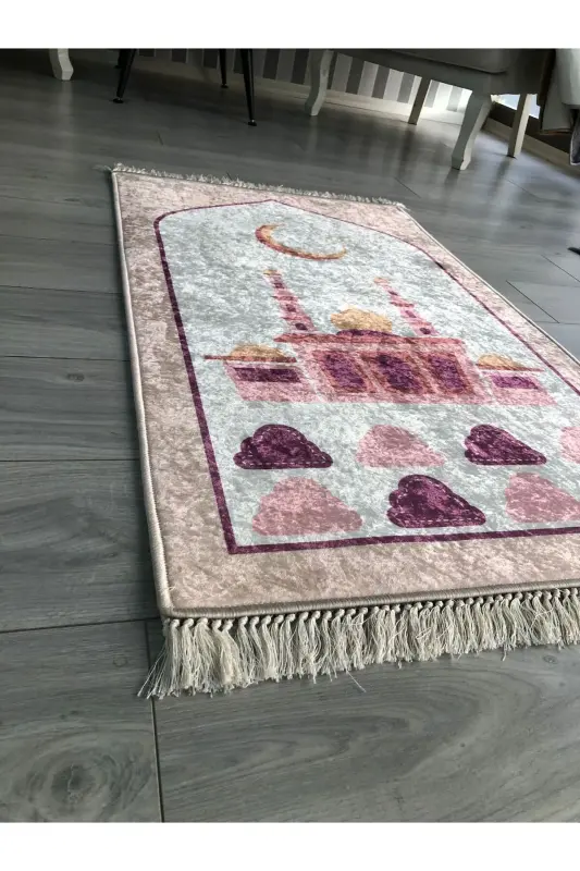 Sirpanmaydigan taglik Mashinada yuviladigan raqamli bosmali joynamoz 70x120sm-Oq - 3