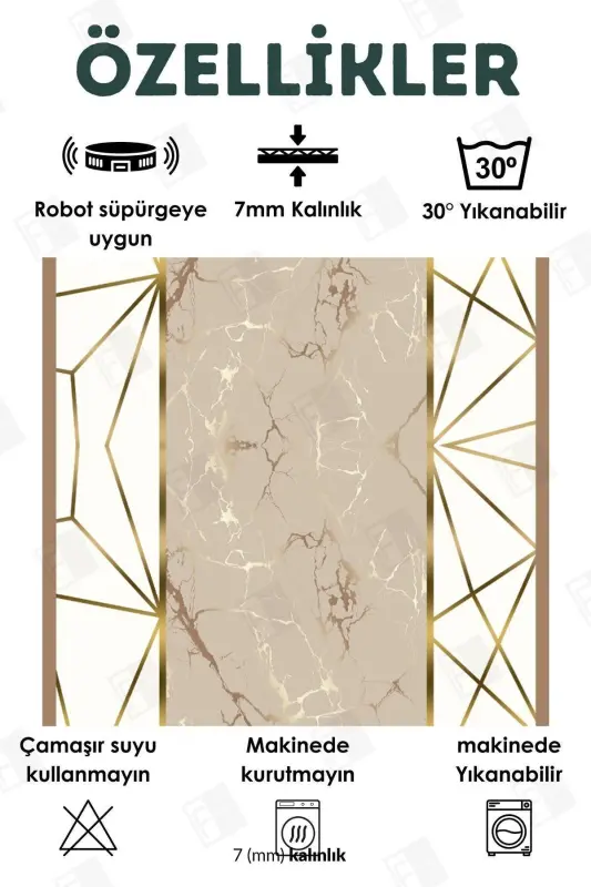 Sirpanmaydigan taglik Yuviladigan 2 dona vannaxona gilami hammom tagligi hojatxona to'plami (26)-bejchiziqli - 2