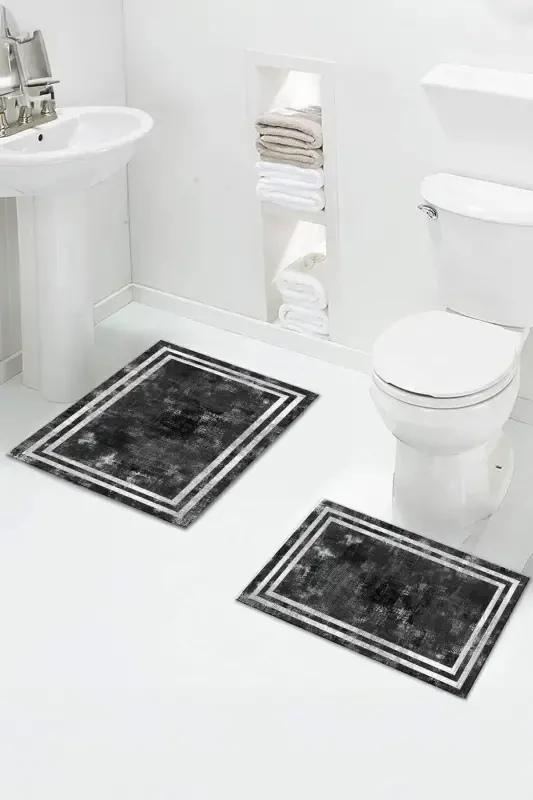 Sirpanmaydigan taglik, yuviladigan lavabo oldidagi gilamcha, hammom gilamchasi, dush kabinasi oldidagi gilamcha - chiziqli - COMFORTCO