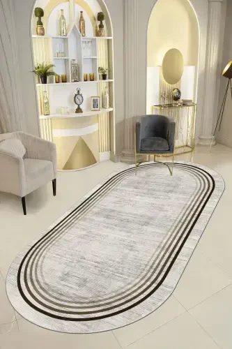 Sirpanmaydigan taglikli, yuviladigan bosma gilam yo'lakchasi - oval - 1