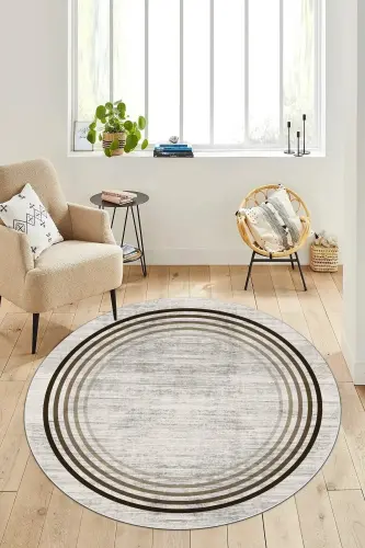 Sirpanmaydigan taglikli, yuviladigan bosma gilam yo'lakchasi - yumaloq - HALISE HOME (1)