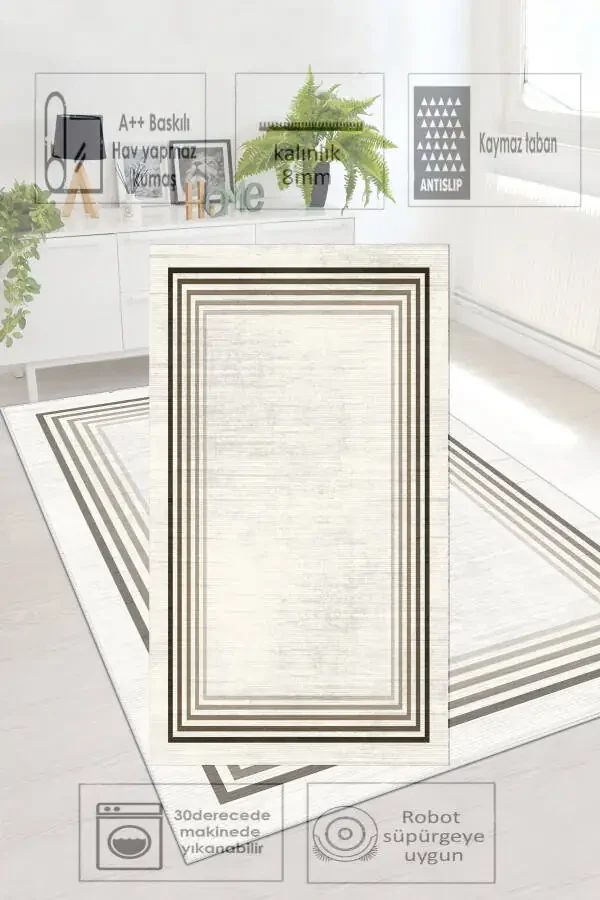 Sirpanmaydigan Yuvish Mumkin Bosiligan Gilam Yo'lak - 4