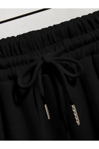 sırt baskılı alt ust şortlu oversize takım-bejvesiyah - 5