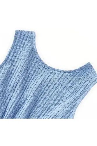 Sırtı Pencere Detaylı Kız Çocuk Kolsuz Tulum - MAVİ - PINK HIPPO KIDS (1)