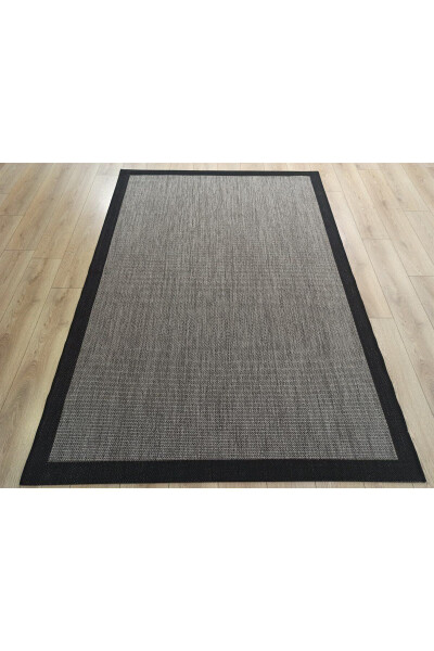Sisal 9715 Kulrang / Qora Chegarali Jut Sisal Gilam - 1