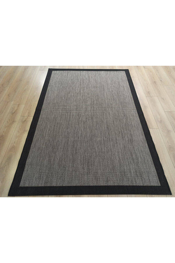 Sisal 9715 Kulrang / Qora Chegarali Jut Sisal Gilam - 1