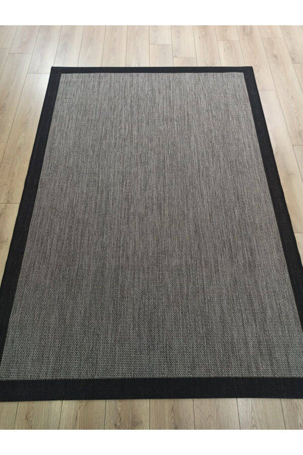 Sisal 9715 Kulrang / Qora Chegarali Jut Sisal Gilam - 2