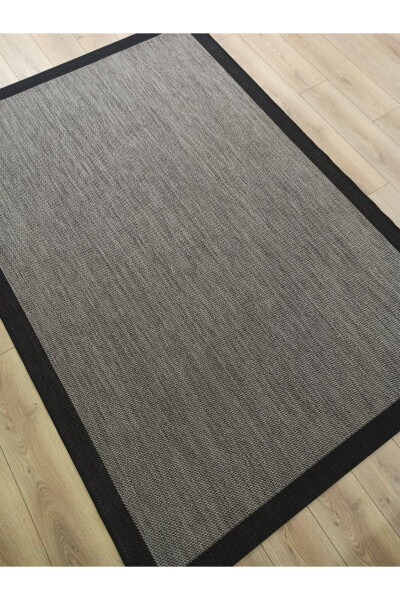 Sisal 9715 Kulrang / Qora Chegarali Jut Sisal Gilam - 3