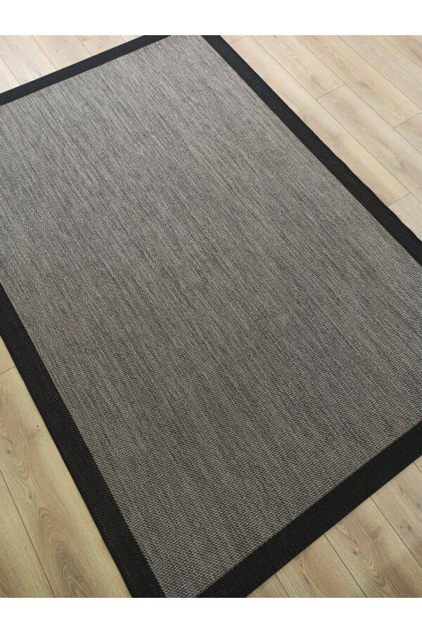 Sisal 9715 Kulrang / Qora Chegarali Jut Sisal Gilam - 3
