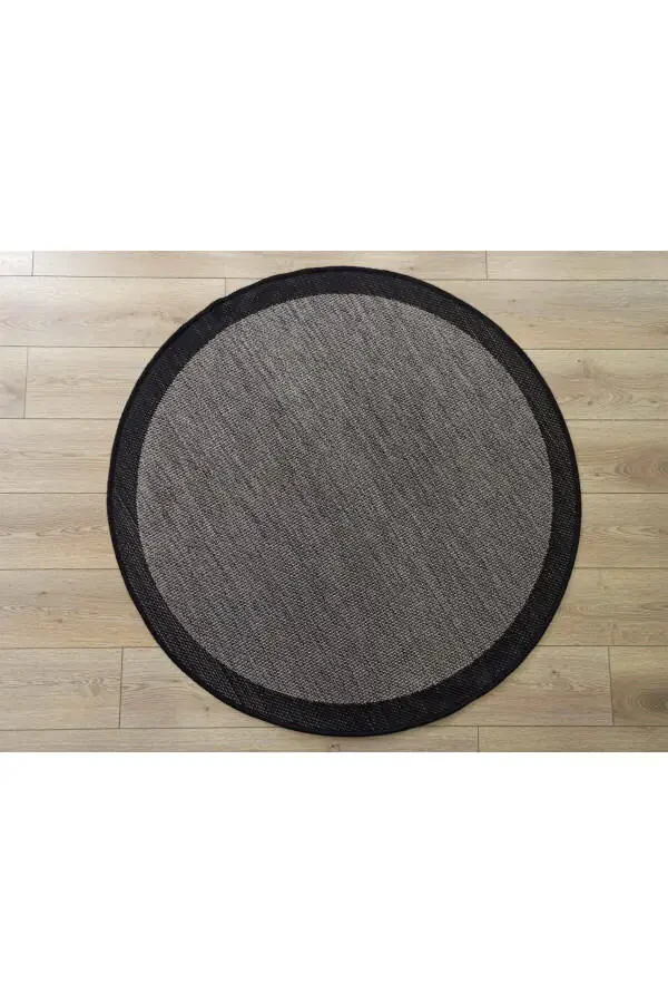 Sisal 9715 Kulrang / Qora Chegarali Jut Sisal Gilam - 5