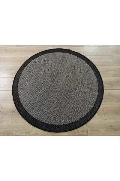 Sisal 9715 Kulrang / Qora Chegarali Jut Sisal Gilam - 6