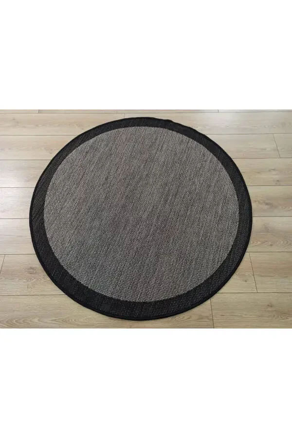 Sisal 9715 Kulrang / Qora Chegarali Jut Sisal Gilam - 6