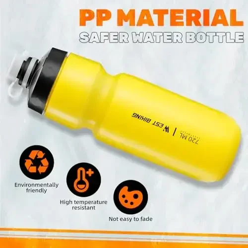 Bike Water Bottle Cage with Bottle, Durable Ultralight Plastic Water Drink Holder Rack, Lightweight PC Water Bottle Holder for Bicycle, Cycling Bottle Holder Cages for MTB, Road Bike(Yellow) - 4