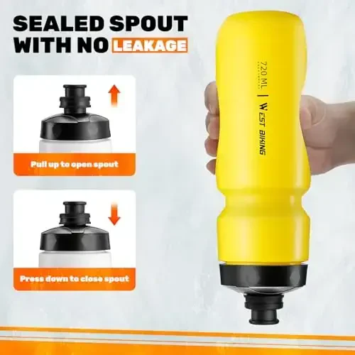 Bike Water Bottle Cage with Bottle, Durable Ultralight Plastic Water Drink Holder Rack, Lightweight PC Water Bottle Holder for Bicycle, Cycling Bottle Holder Cages for MTB, Road Bike(Yellow) - 6