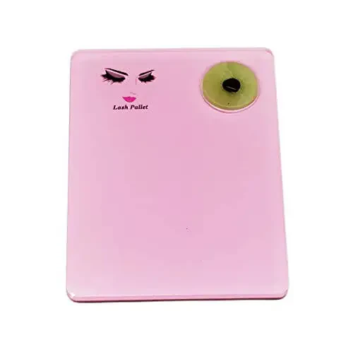 Sisiter 2-in-1 Acrylic Eyelash Extension Pallet + Round Jade Stone Set Eyelash Grafting Tool Pad Lash Tray Gasket (Pink) - 1