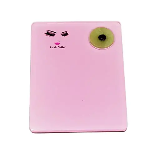 Sisiter 2-in-1 Acrylic Eyelash Extension Pallet + Round Jade Stone Set Eyelash Grafting Tool Pad Lash Tray Gasket (Pink) - 1
