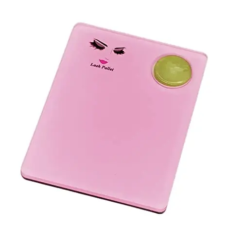 Sisiter 2-in-1 Acrylic Eyelash Extension Pallet + Round Jade Stone Set Eyelash Grafting Tool Pad Lash Tray Gasket (Pink) - 6