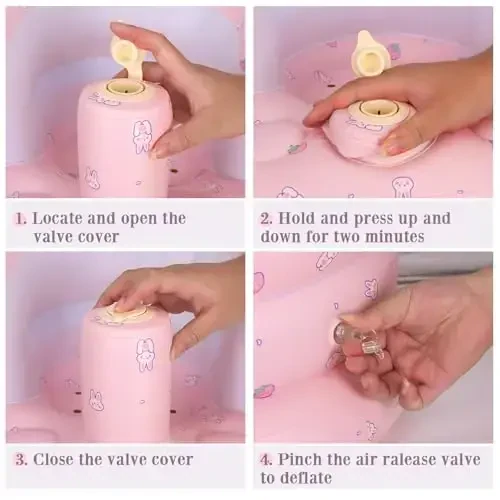 Inflatable Baby Chair, Inflatable Baby Seat for Babies 3 Months and Up, Summer Blow Up Chair with Built in Air Pump, Infant Floor Seats for Learning to Sit, Palying, Camping, Strawberry - 6