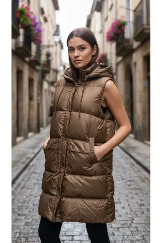 Şişme Yelek Kapşonlu Şişme Yelek Kapüşonlu Kolsuz Şişme Yelek Mont Kaban-TabaKargo - MODAMİA (1)