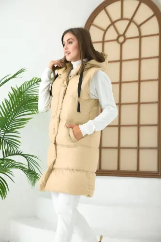 Şişme Yelek Kapşonlu Şişme Yelek Kapüşonlu Kolsuz Şişme Yelek Mont Kaban-YTaba 