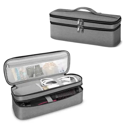 SITHON Double-Layer Travel Carrying Case for Shark FlexStyle/SmoothStyle, Water Resistant Storage Organizer Bag for Airwrap Styler, Also for Revlon One-Step Hair Dryer (Bag Only) (Gray) - 1