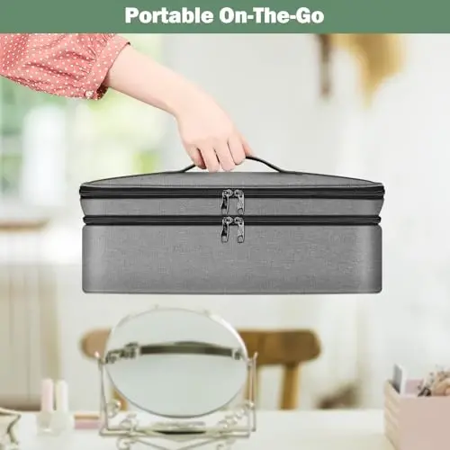 SITHON Double-Layer Travel Carrying Case for Shark FlexStyle/SmoothStyle, Water Resistant Storage Organizer Bag for Airwrap Styler, Also for Revlon One-Step Hair Dryer (Bag Only) (Gray) - 5