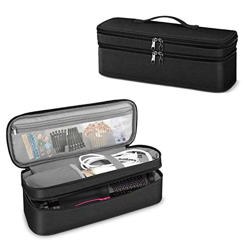 SITHON Double-Layer Travel Carrying Case for Shark FlexStyle/SmoothStyle, Water Resistant Storage Organizer Bag for Airwrap Styler, Also for Revlon One-Step Hair Dryer (Bag Only) (Black) - SITHON