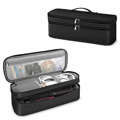 SITHON Double-Layer Travel Carrying Case for Shark FlexStyle/SmoothStyle, Water Resistant Storage Organizer Bag for Airwrap Styler, Also for Revlon One-Step Hair Dryer (Bag Only) (Black) - 1