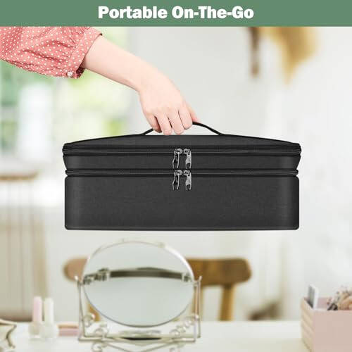 SITHON Double-Layer Travel Carrying Case for Shark FlexStyle/SmoothStyle, Water Resistant Storage Organizer Bag for Airwrap Styler, Also for Revlon One-Step Hair Dryer (Bag Only) (Black) - 4