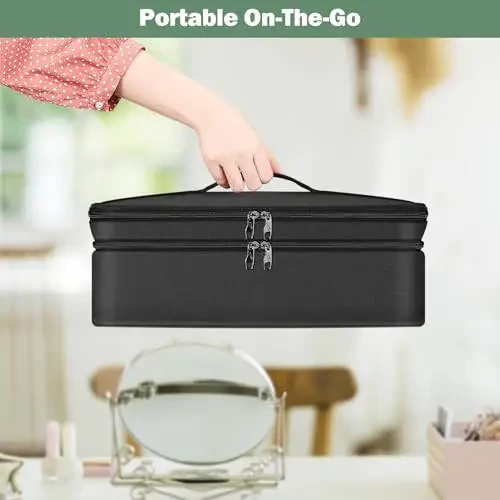 SITHON Double-Layer Travel Carrying Case for Shark FlexStyle/SmoothStyle, Water Resistant Storage Organizer Bag for Airwrap Styler, Also for Revlon One-Step Hair Dryer (Bag Only) (Black) - 4