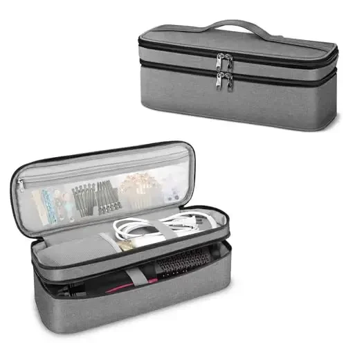 SITHON Double-Layer Travel Carrying Case for Shark FlexStyle/SmoothStyle, Water Resistant Storage Organizer Bag for Airwrap Styler, Also for Revlon One-Step Hair Dryer (Bag Only) (Gray) - 1