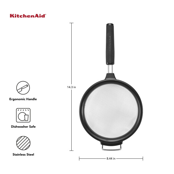 Сито из нержавеющей стали с мелкой сеткой, 7 дюймов, черного цвета, подходит для мытья в посудомоечной машине - 6