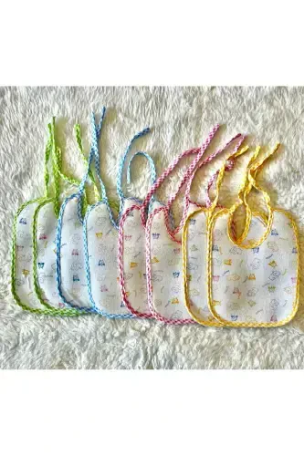 Sıvı Geçirmez Bağcıklı Karışık Desenli 8 Adet Kız Erkek Mama Önlük - ANNE DOKUNUŞU GIBI KUZUM BEBE (1)