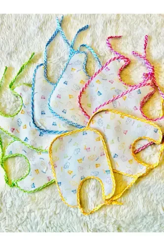 Sıvı Geçirmez Bağcıklı Karışık Desenli 8 Adet Kız Erkek Mama Önlük - 1