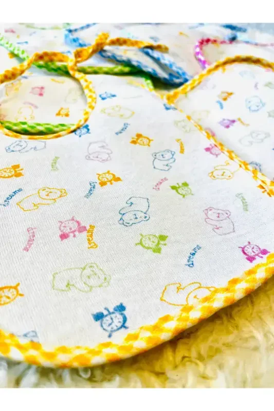 Sıvı Geçirmez Bağcıklı Karışık Desenli 8 Adet Kız Erkek Mama Önlük - 3