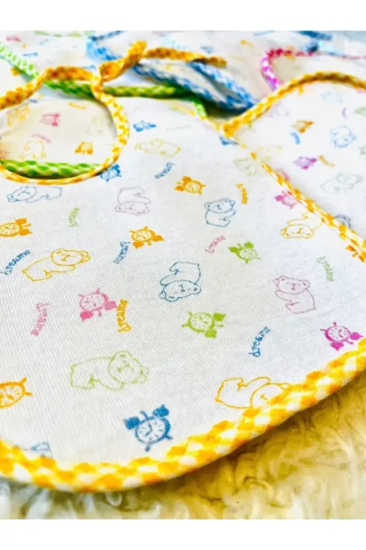 Sıvı Geçirmez Bağcıklı Karışık Desenli 8 Adet Kız Erkek Mama Önlük - 3